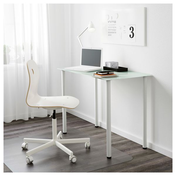 Стол ГЛАСХОЛЬМ / АДИЛЬС, стекло белый, белый (99x52 см) - схема-чертеж с размерами