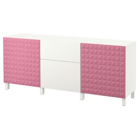 Комбинация для хранения с ящиками БЕСТО, Дьюпвикен розовый, Лаппвикен белый (180x40x74 см)