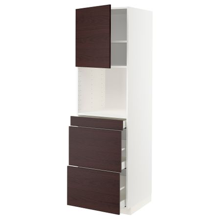 Высокий шкаф для СВЧ, дверца,3ящика, 60x60x200 cm IKEA METOD МЕТОД, MAXIMERA МАКСИМЕРА 694.639.36