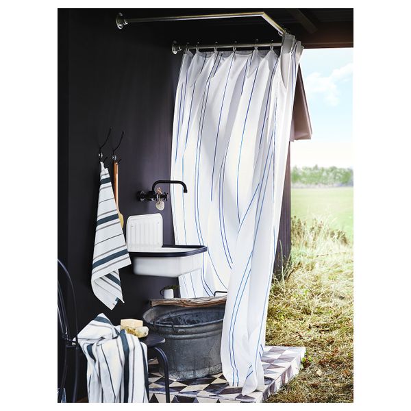 Штора для ванной, белый, синий 180x200 см IKEA ОТТШЁН 004.175.41 - фото 2