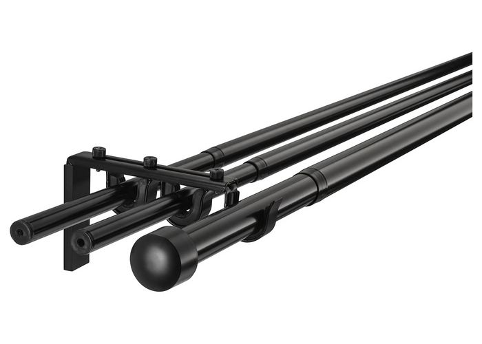 RÄCKA / HUGAD Тройной гардинный карниз,комбинация - чёрный 210-385 см
