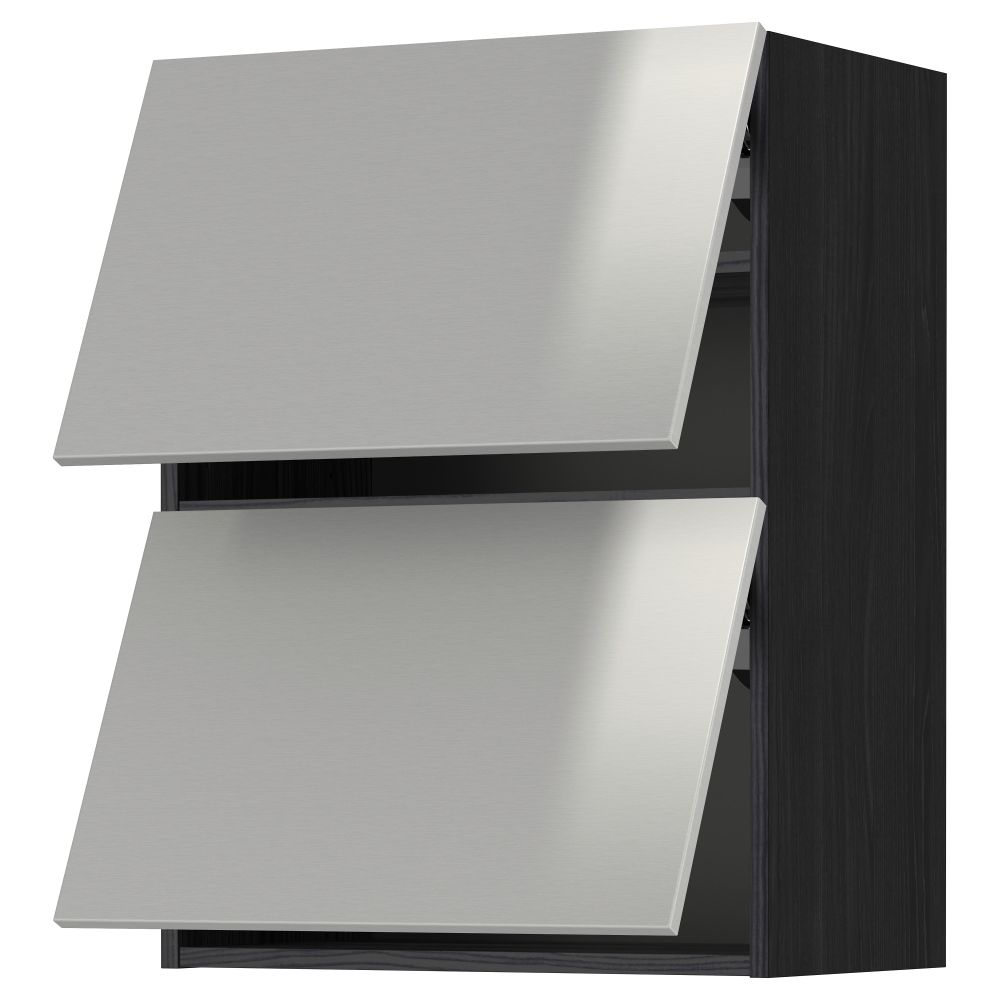 Навесной шкаф, 2 дверцы, горизонтальный МЕТОД, черный, Гревста нержавеющ сталь - схема-чертеж с размерами