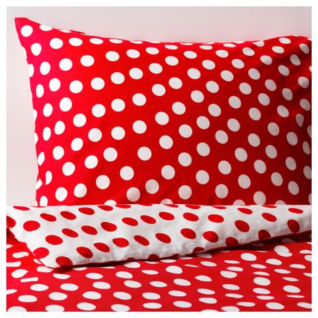 Пододеяльник и 1 наволочка СТЕНКЛЁВЕР, белый, красный (150x200/50x70 см)