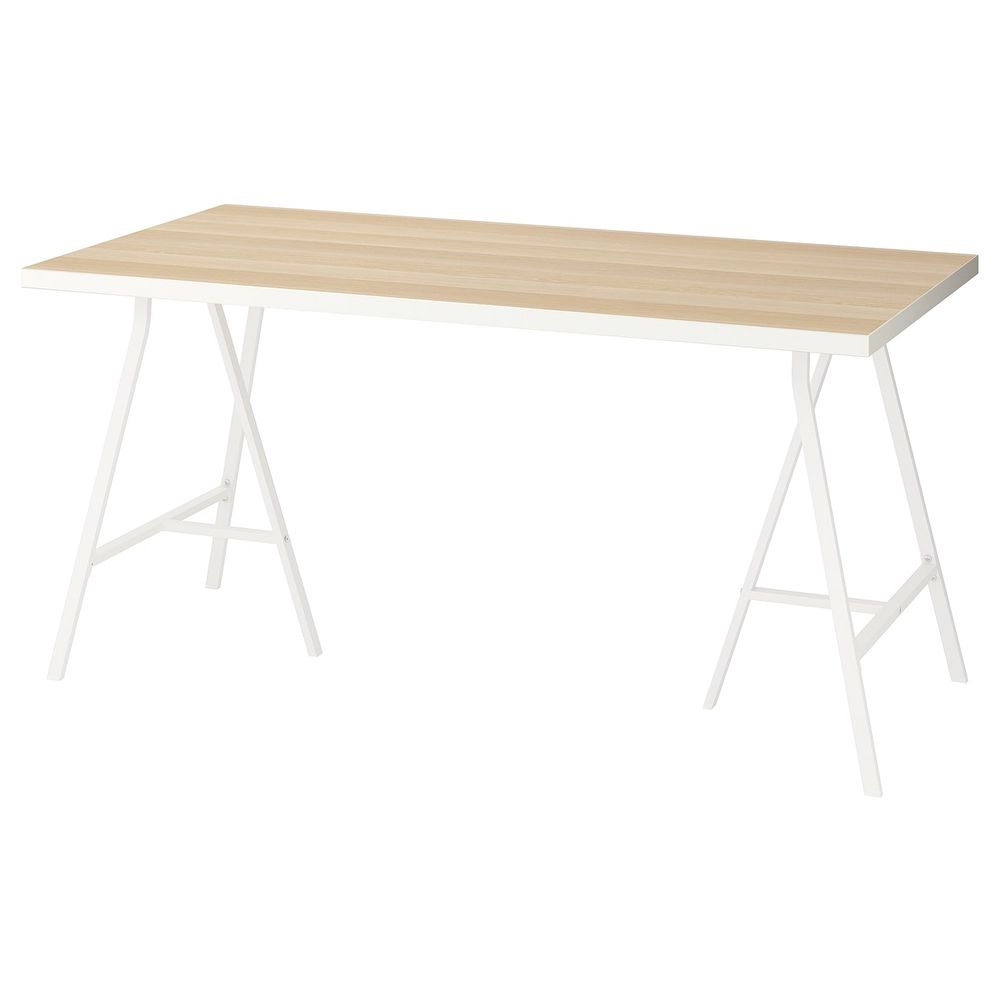 Стол, белый под беленый дуб/белый 150x75 см IKEA LINNMON ЛИННМОН / LERBERG ЛЕРБЕРГ 293.295.63 - фото 1