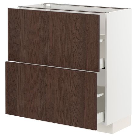 Напольный шкаф с 2 ящиками, белый/Синарп коричневый 80x37 см IKEA METOD МЕТОД / MAXIMERA МАКСИМЕРА 994.042.81