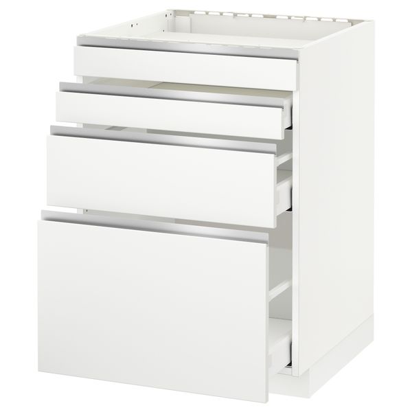 Напольный шкаф для духовки, 4фасада, 3 ящика МЕТОД / МАКСИМЕРА, белый, Нодста белый - схема-чертеж с размерами