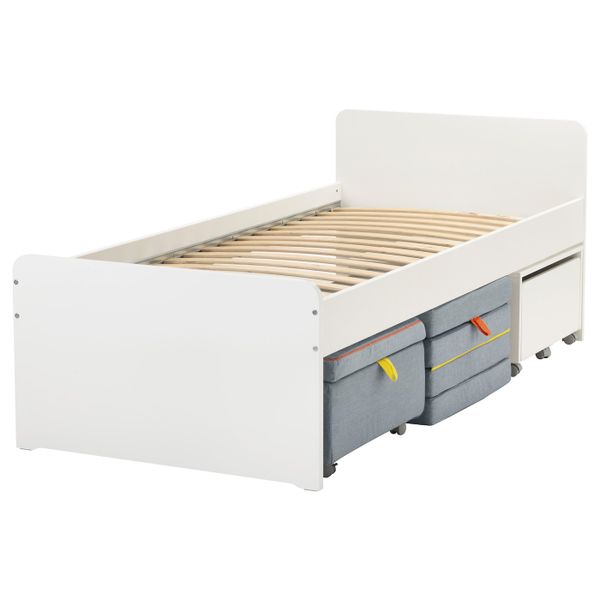 Каркас кровати с секцией дивана, белый, серый 90x200 см IKEA SLÄKT СЛЭКТ 192.397.37 - фото 6