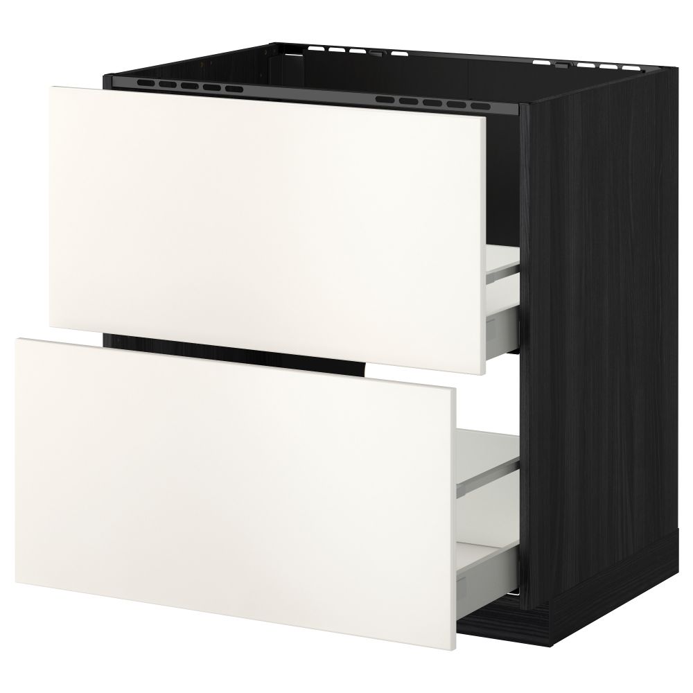 Напольный шкаф под мойку + 2 фронтальных панели, 2 ящика МЕТОД / МАКСИМЕРА, черный, Веддинге белый - схема-чертеж с размерами