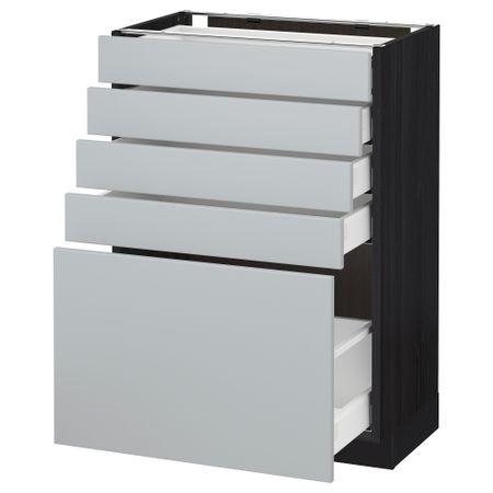 Напольный шкаф с 5 ящиками МЕТОД / МАКСИМЕРА, черный, Веддинге серый