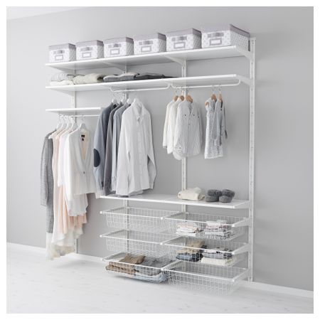 Настенная шина, полки, штанга АЛЬГОТ, белый (190x40x196 см)