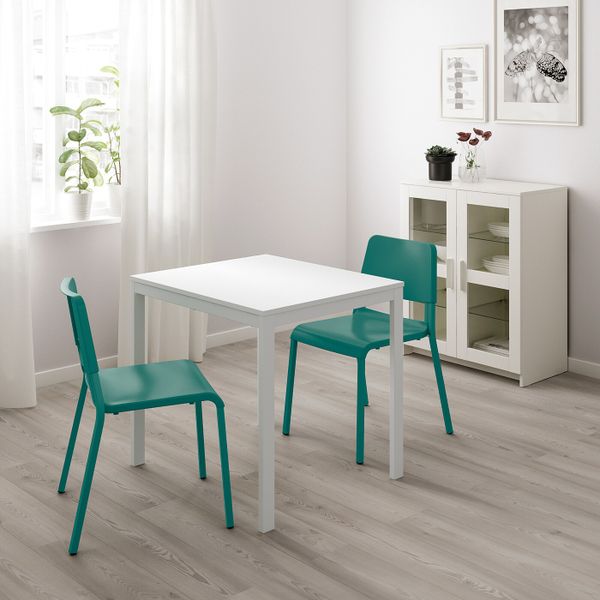 Стол и 2 стула, белый/зеленый 80/120 см IKEA ВАНГСТА / ТЕОДОРЕС 292.521.77 - схема-чертеж с размерами