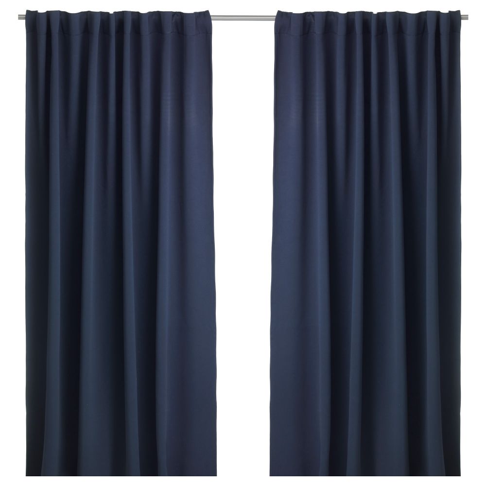 Гардины, блокирующие свет, 1 пара ВЕРНА, темно-синий (145x300 см) - фото 1