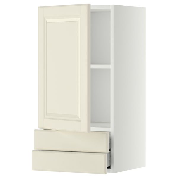 Навесной шкаф с дверцей, 2 ящика МЕТОД / МАКСИМЕРА, белый, Будбин белый с оттенком - фото 1