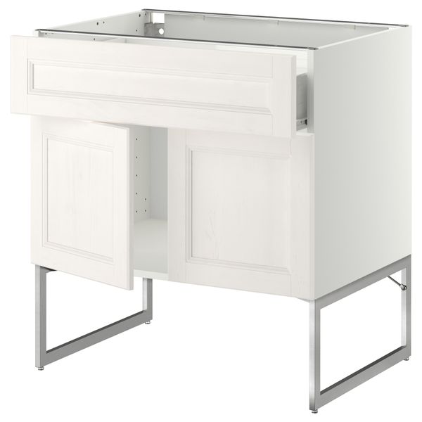 Напольный шкаф, полки, ящик, 2 двери МЕТОД / ФОРВАРА, белый, Лаксарби белый - схема-чертеж с размерами