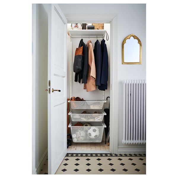 Настенная шина, сетчатые корзины, белый, 65x41x197 см IKEA АЛЬГОТ 692.765.91 - схема-чертеж с размерами