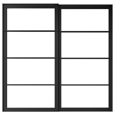 Рама для раздвижной дверец, с направляющими, 2 шт ПАКС, черный