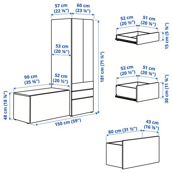 IKEA, дополнительный ракурс - схема-чертеж с размерами