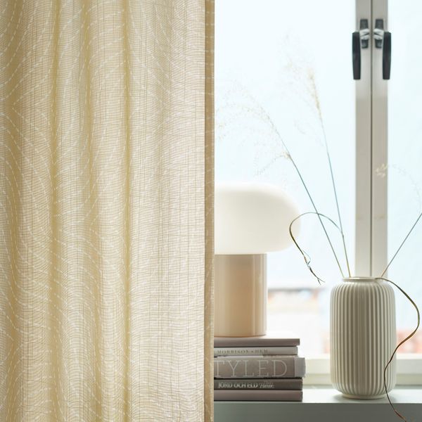 Гардины, 2 шт., 145x300 см, бежевый IKEA ÅKERMOLKE 005.665.69 - фото 3