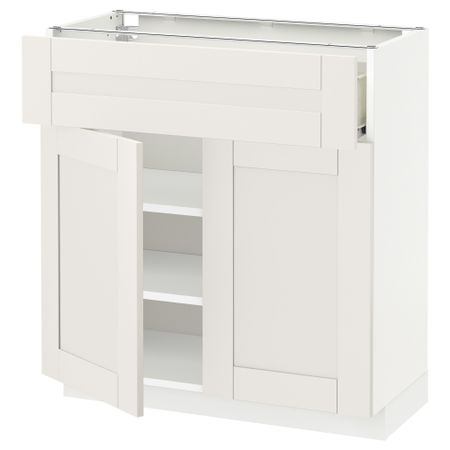 Напольный шкаф + ящик, 2 дверцы МЕТОД / ФОРВАРА, белый, Сэведаль белый