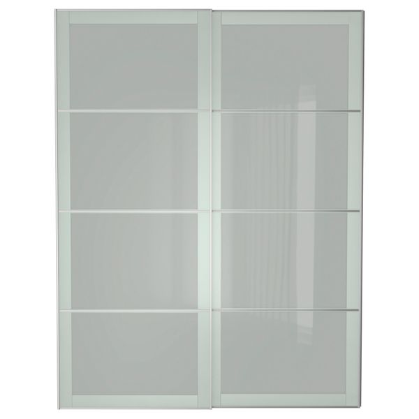 Пара раздвижных дверей СЭККЕН, матовое стекло - схема-чертеж с размерами