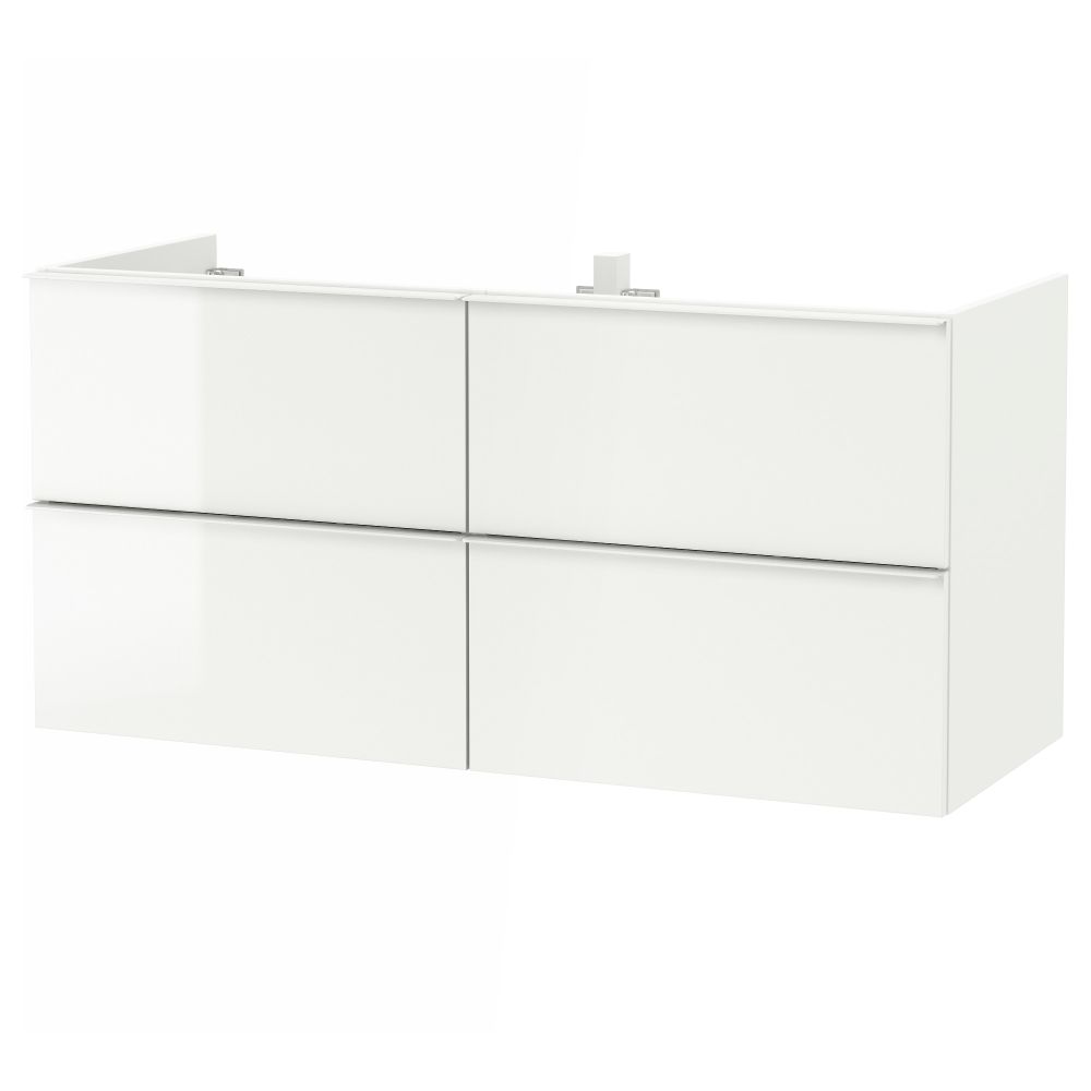 Шкаф для раковины с 4 ящик, 120x47x58 см, глянцевый белый IKEA GODMORGON ГОДМОРГОН 303.440.96 - фото 1