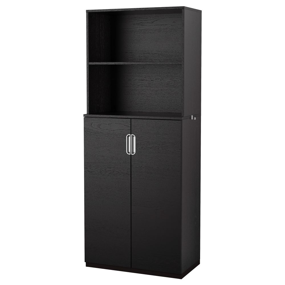 Комбинация для хранения с дверцами ГАЛАНТ, черно-коричневый (80x200 см) - схема-чертеж с размерами