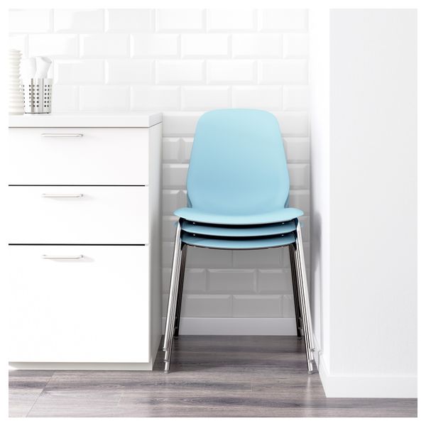 Стул ЛЕЙФ-АРНЕ, голубой, Брур-Инге хромированный - фото 3