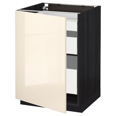 Напольный шкаф с 1 дверцей, 3 ящика МЕТОД / МАКСИМЕРА, черный, Рингульт кремовый