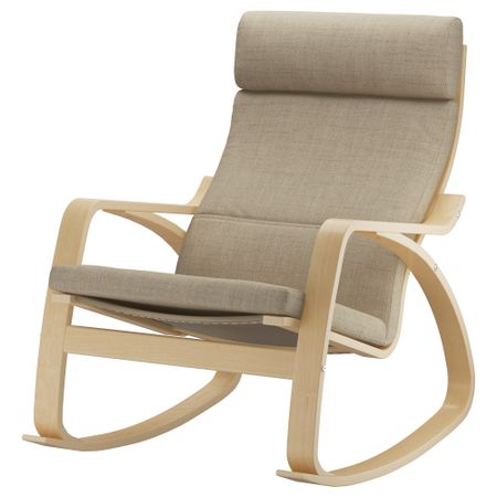 Кресло-качалка ПОЭНГ, березовый шпон, Исунда бежевый
