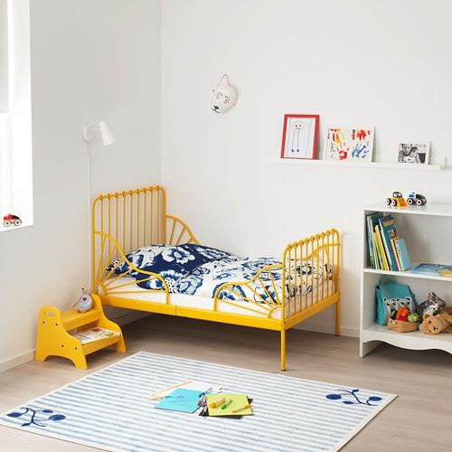 Раздвижная кровать с реечным дном, темно-желтый, 80x200 см IKEA МИННЕН 592.969.24 - фото 5