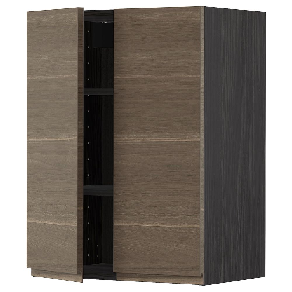 Навесной шкаф с полками/2дверцы, черный/Воксторп под грецкий орех 60x80 см IKEA МЕТОД 793.028.63 - схема-чертеж с размерами