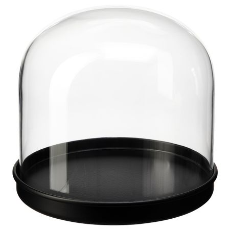 Стеклянный клош на подставке, прозрачное стекло/черный 16 см IKEA SKÖNJA СКЁНЬЯ 104.976.84