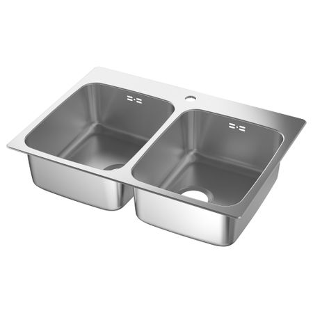 Двойная врезная мойка, 75x53 см, нержавеющая сталь IKEA LÅNGUDDEN ЛОНГУДДЕН 003.151.75