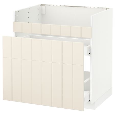 Напольный шкаф под мойку ДУМШЁ, 3 фасада, 2 ящика МЕТОД / МАКСИМЕРА, белый, Хитарп белый с оттенком