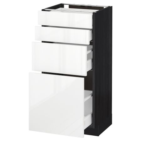 Напольный шкаф 4 фронтальных панели, 4 ящика МЕТОД / МАКСИМЕРА, черный, Рингульт белый