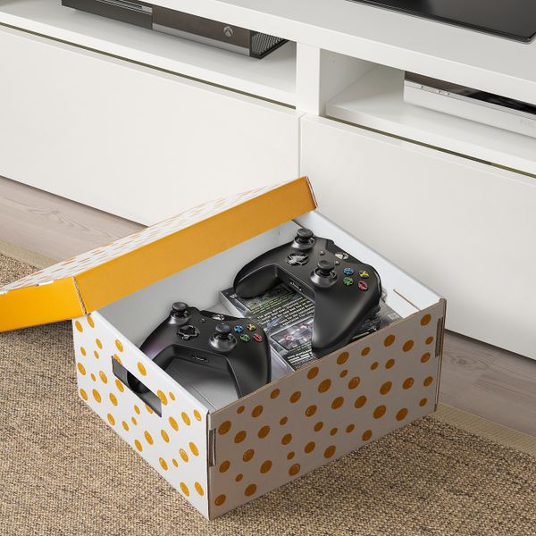 Коробка с крышкой, точечный/оранжевый 28x37x18 см IKEA PINGLA ПИНГЛА 204.690.77 - фото 3