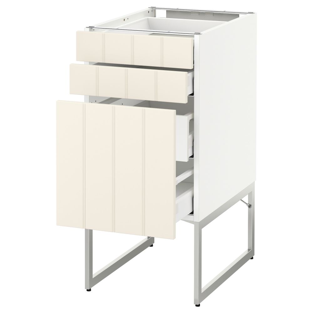 Напольный шкаф 3 фронтальных панели, 2 нижних, 2 средних ящика МЕТОД / МАКСИМЕРА, белый, Хитарп белый с оттенком - схема-чертеж с размерами