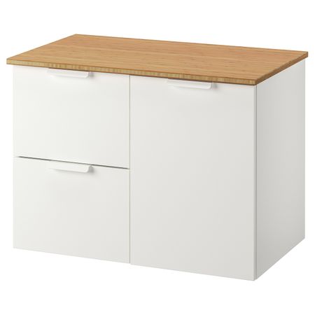 Шкаф под раковину с 3 ящиками, белый/бамбук 82x49x60 см IKEA ГОДМОРГОН / ТОЛКЕН 592.952.55