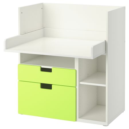 Стол с 2 ящиками СТУВА, белый, зеленый (90x79x102 см)