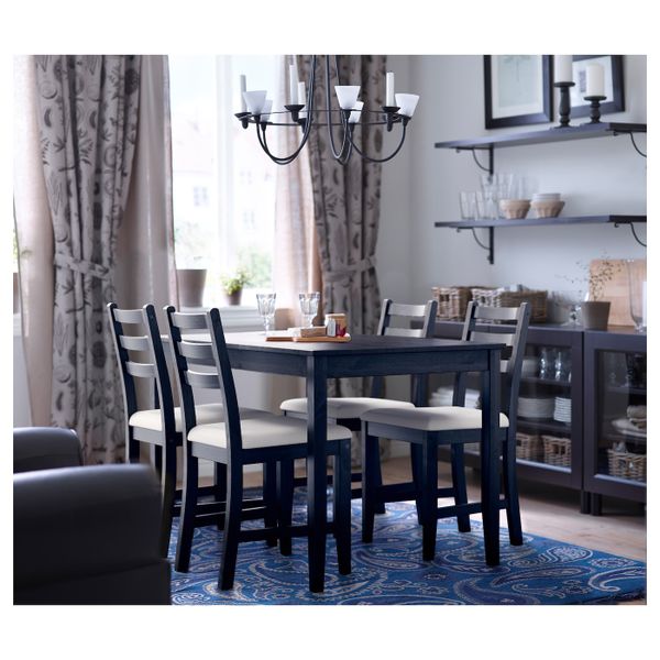 Стол и 4 стула, черно-коричневый/Рамна бежевый 118x74 см IKEA LERHAMN ЛЕРХАМН 593.062.49 - фото 2