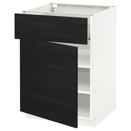 Напольный шкаф с ящиком/дверью, белый, Тингсрид черный 60x60 см IKEA МЕТОД / ФОРВАРА 092.673.49