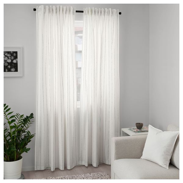 Гардины, 1 пара ЭББАЛИЗА, белый, черный (145x300 см) - схема-чертеж с размерами