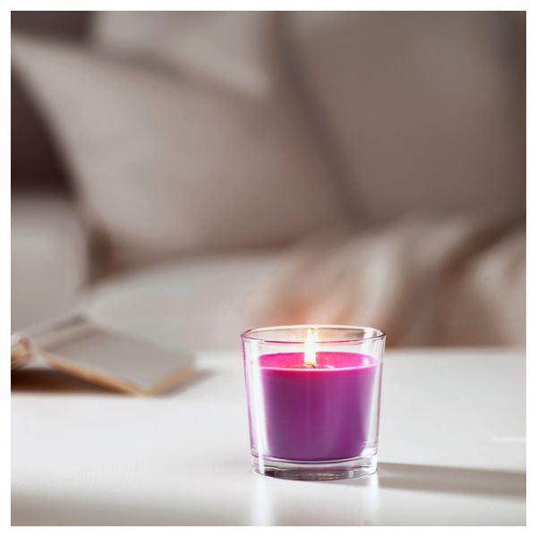 Ароматическая свеча в стакане СИНЛИГ, Цветение сиреневый, сиреневый (9 см) - фото 2
