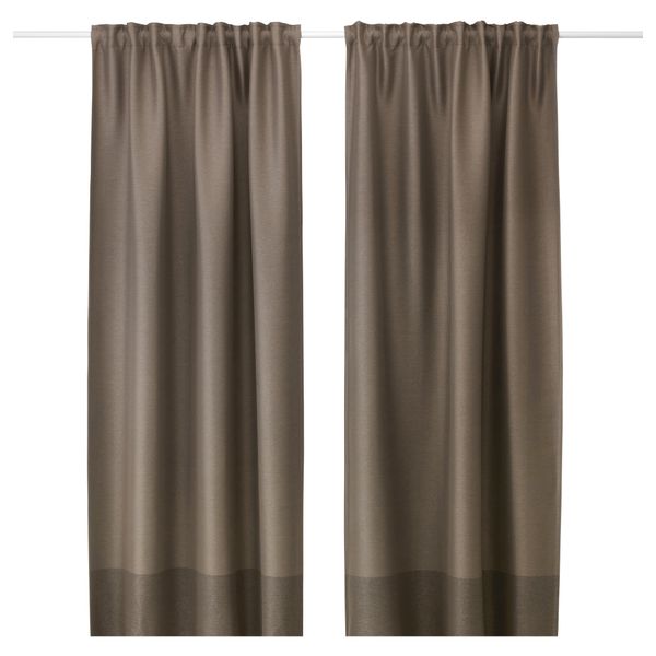 Гардины, блокирующие свет, 1 пара МАРЬЮН, коричневый (145x300 см) - фото 1