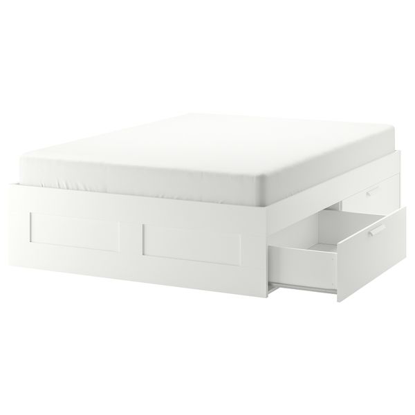 Каркас кровати с ящиками, белый, Lindbåden, 160x200 см IKEA BRIMNES БРИМНЭС 494.948.87 - фото 2