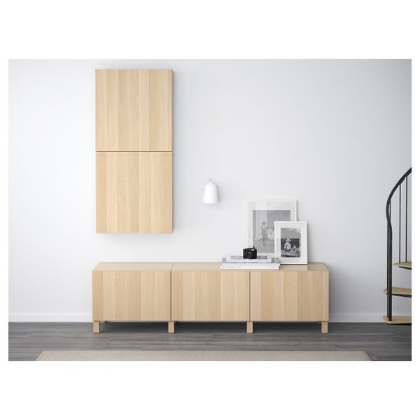 Навесной шкаф с 2 дверями, Лаппвикен под беленый дуб 60x22x128 см IKEA BESTÅ БЕСТО 592.489.33 - фото 2