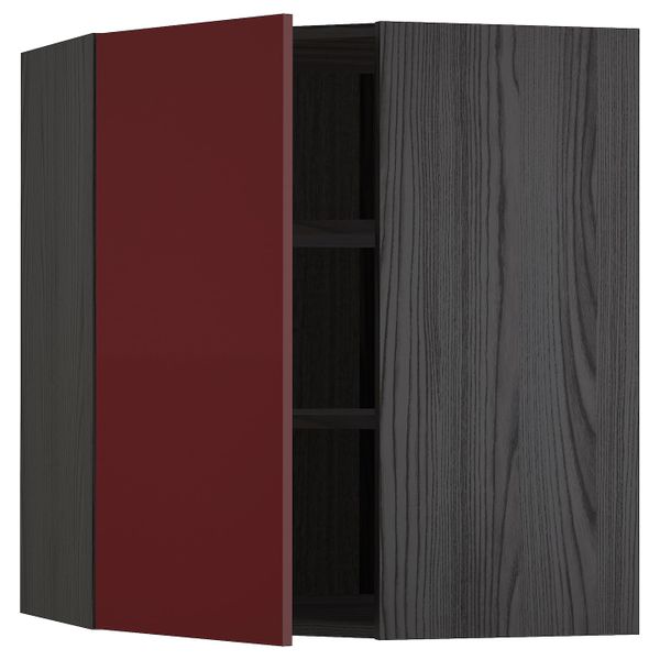 Угловой навесной шкаф с полками, черный Калларп/глянцевый темный красно-коричневый 68x80 см IKEA МЕТОД 793.278.54 - схема-чертеж с размерами