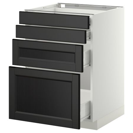 Напольный шкаф 4 фронтальных панели, 4 ящика МЕТОД / ФОРВАРА, белый, Лаксарби черно-коричневый