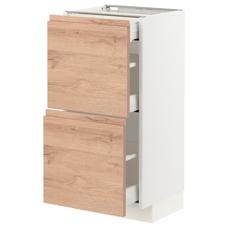 Напольный шкаф, 2 фасада/3 ящика, белый/Воксторп под дуб 40x37 см IKEA METOD МЕТОД / MAXIMERA МАКСИМЕРА 794.142.95
