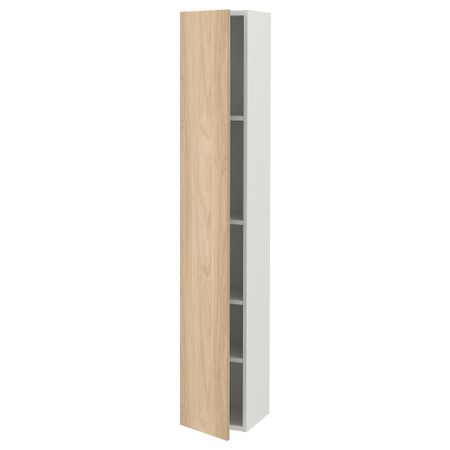 Высокий шкаф с 4 полками, дверцей, белый, под дуб, 30x32x180 см IKEA BEGIVENHET БЕГИВЕНХЕТ 793.224.89